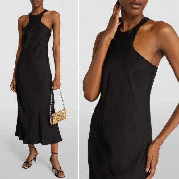 All Saints ribbed Washed Black Kuru Dress - Picture 1 of 3